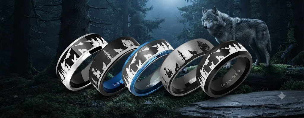 wolf and fox rings