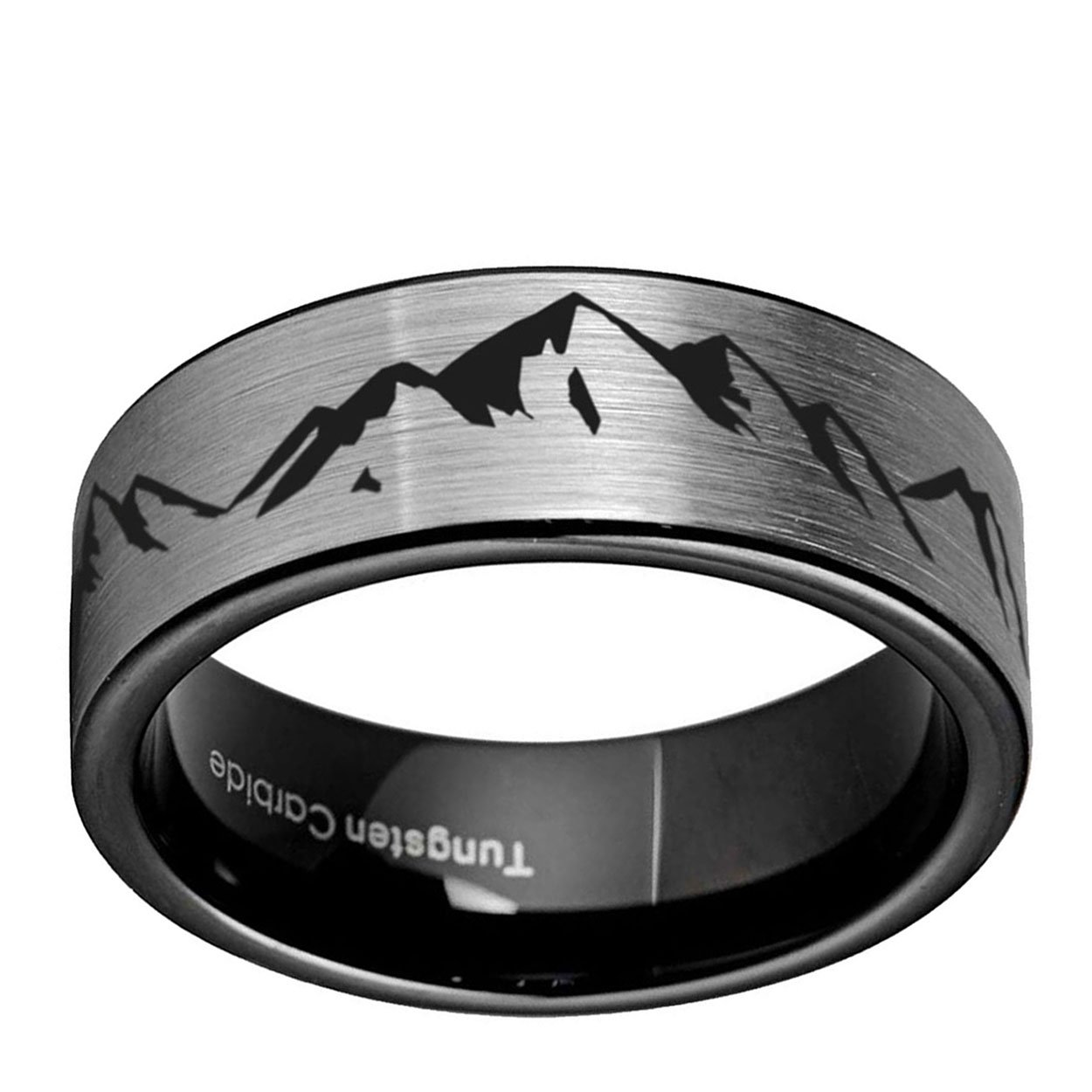 Mountain 8mm Pipe Cut Tungsten Ring