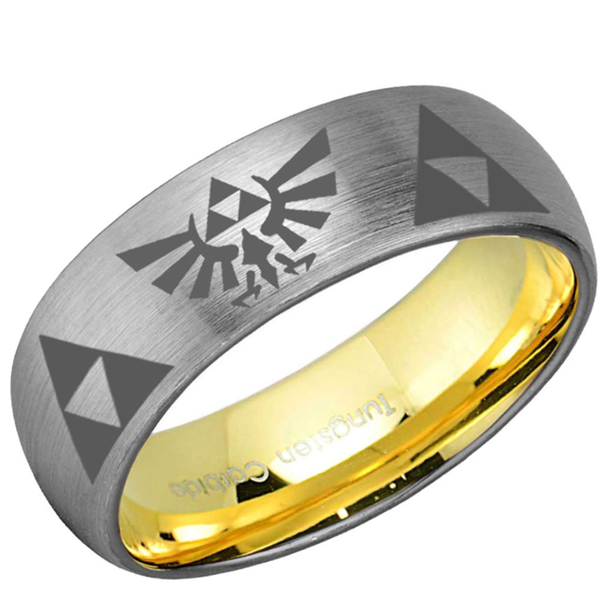 Legend of Zelda Dome Tungsten Ring Gray Gold 8mm