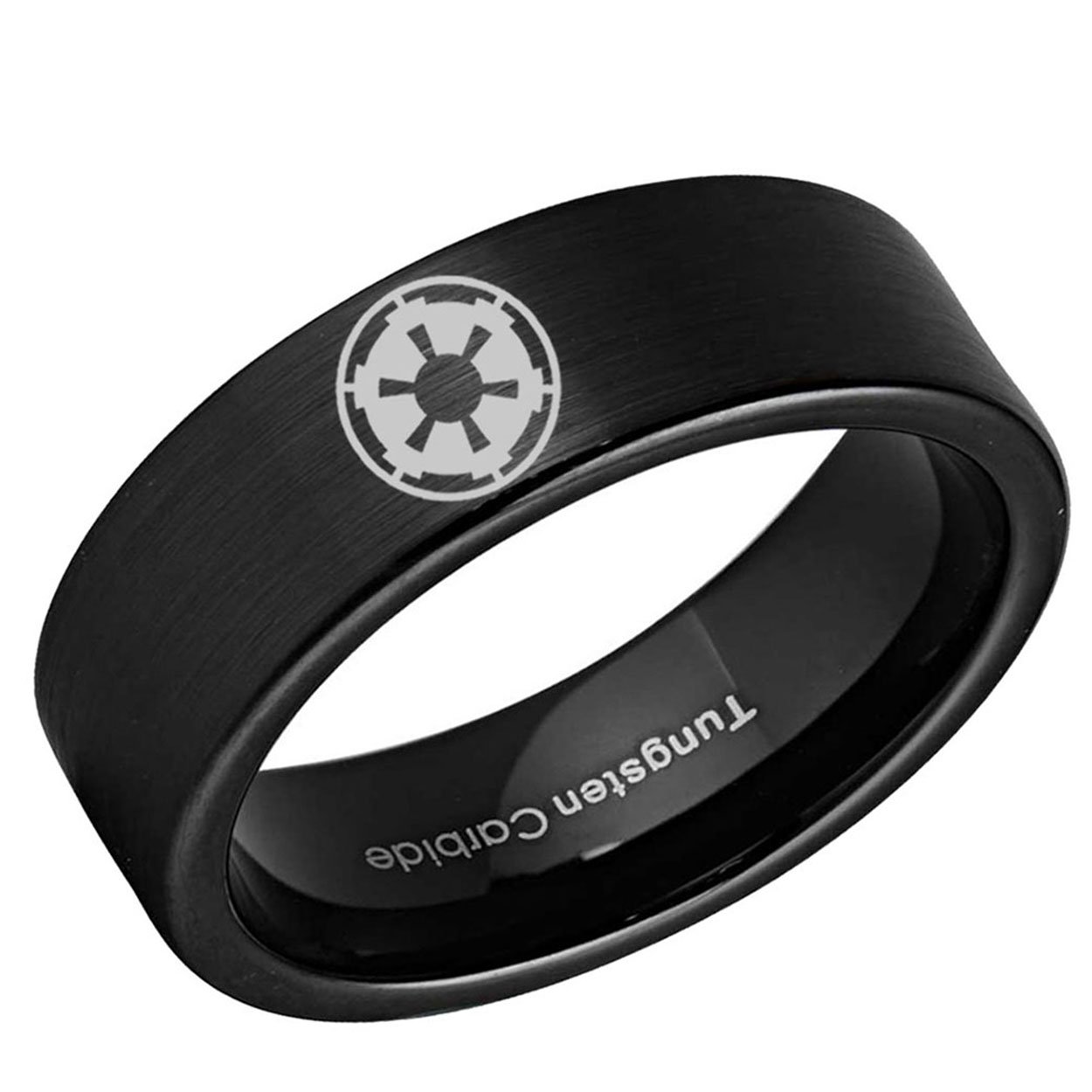 Galactic Empire Pipe Cut Tungsten Ring Brushed Black 6mm