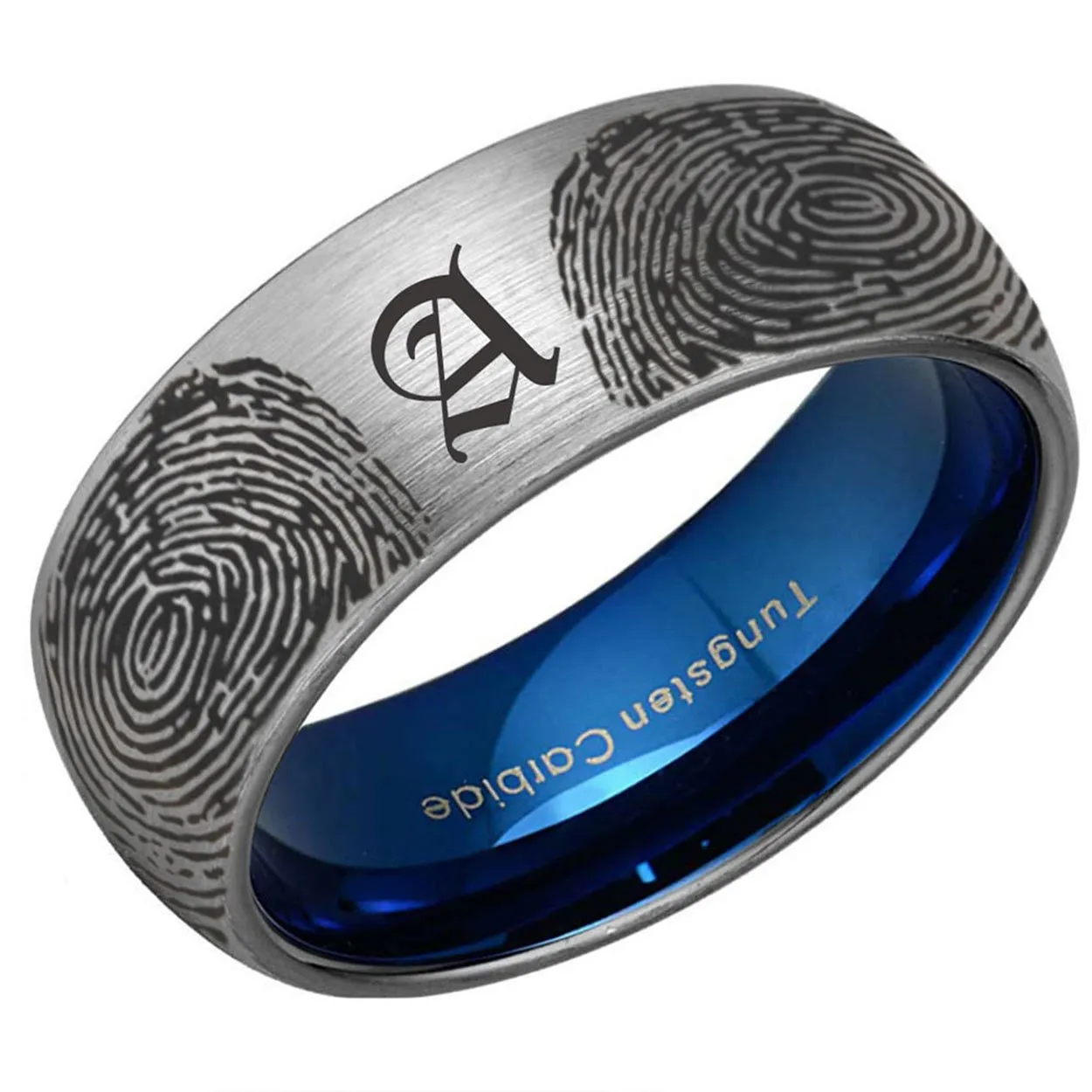 Two Fingerprints 8mm Dome Tungsten Ring