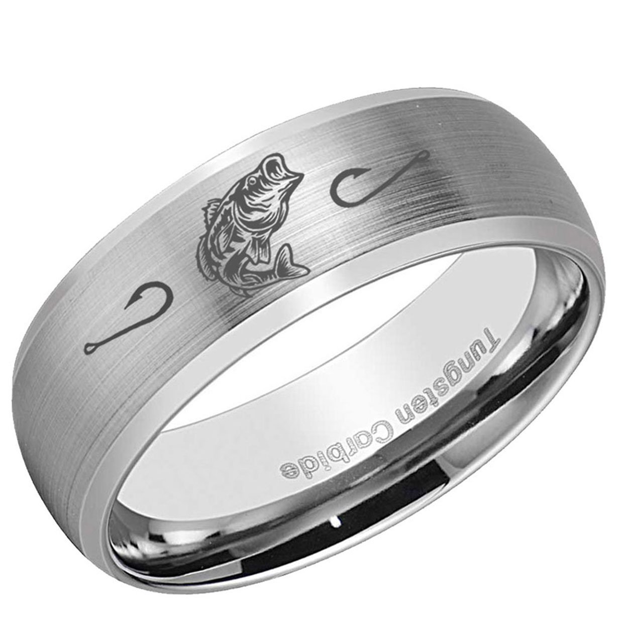Bass Fishing Dome Tungsten Ring Matte Silver 10mm