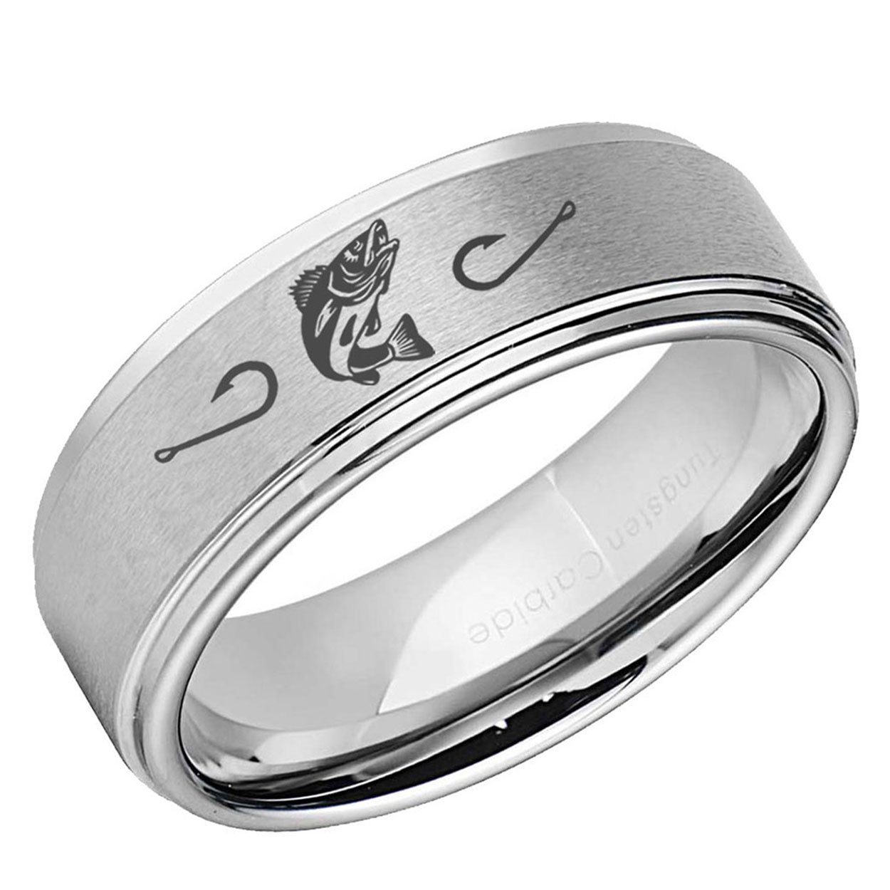 Jump Walleye Step Edge Tungsten Ring Matte Silver 10mm