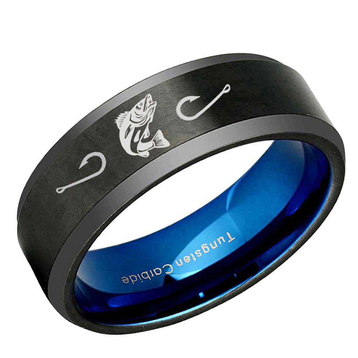Jump Walleye Beveled Edge Tungsten Ring Black Blue 10mm