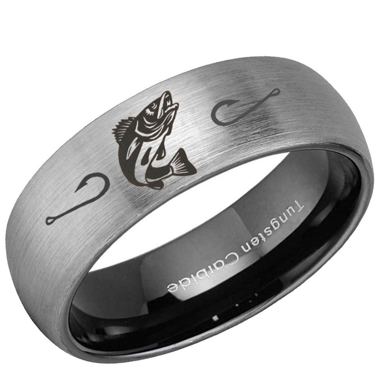 Jump Walleye Dome Tungsten Ring Black Gray 10mm