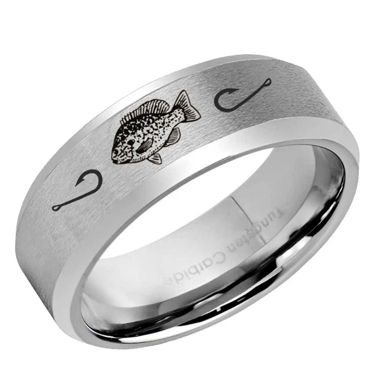 Redbreast Sunfish Beveled Edge Tungsten Ring 8mm Matte Gray