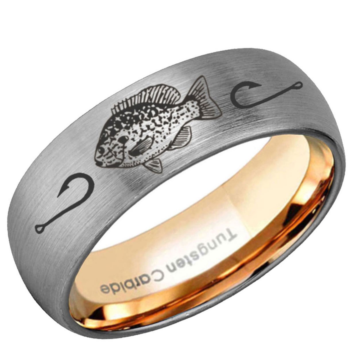 Redbreast Sunfish Dome Tungsten Ring 8mm Rose Gold Gray