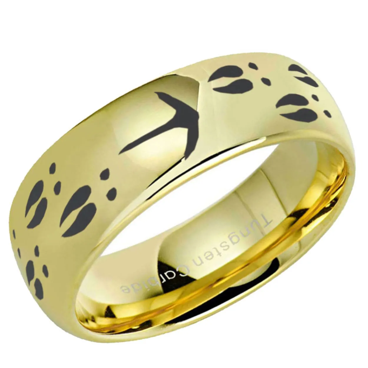 Deer Turkey Track Dome Tungsten Ring 8mm Gold