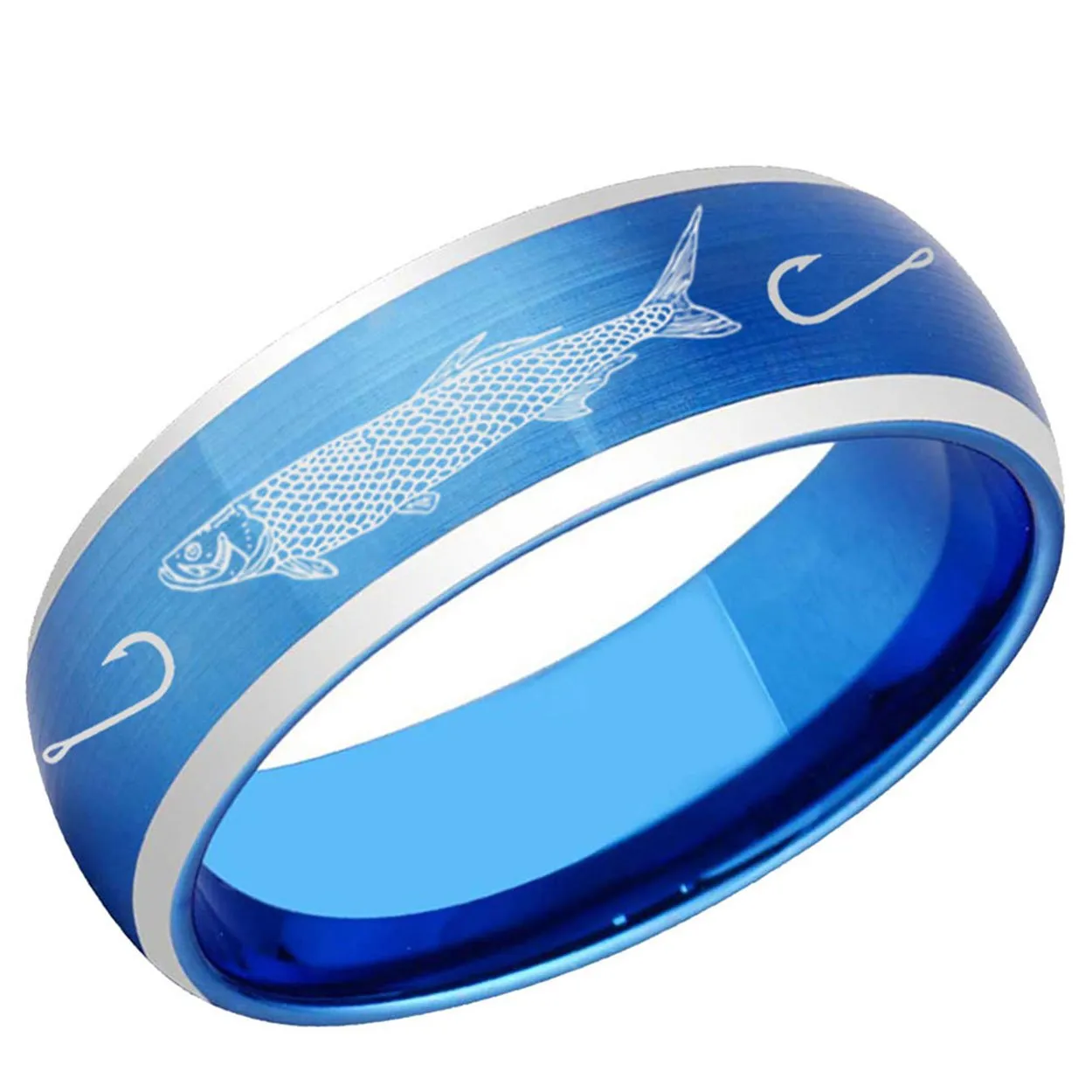 Tarpon Dome Tungsten Ring 8mm Brushed Blue