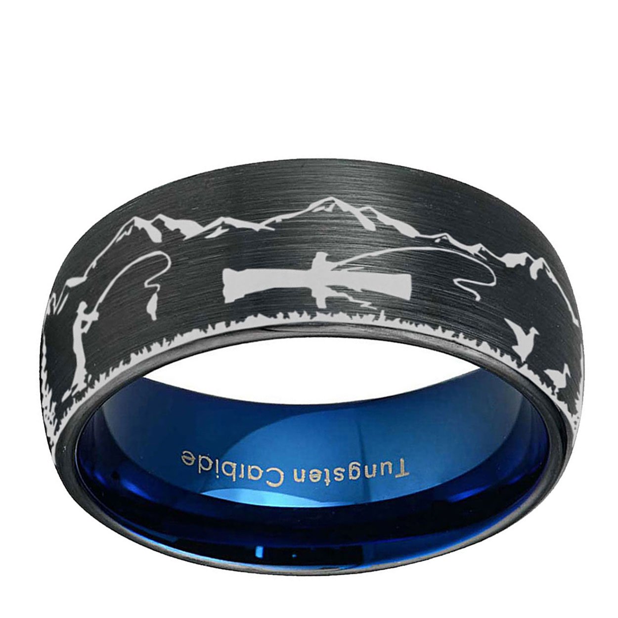 Fly Fishing 8mm Dome Tungsten Ring Black Blue