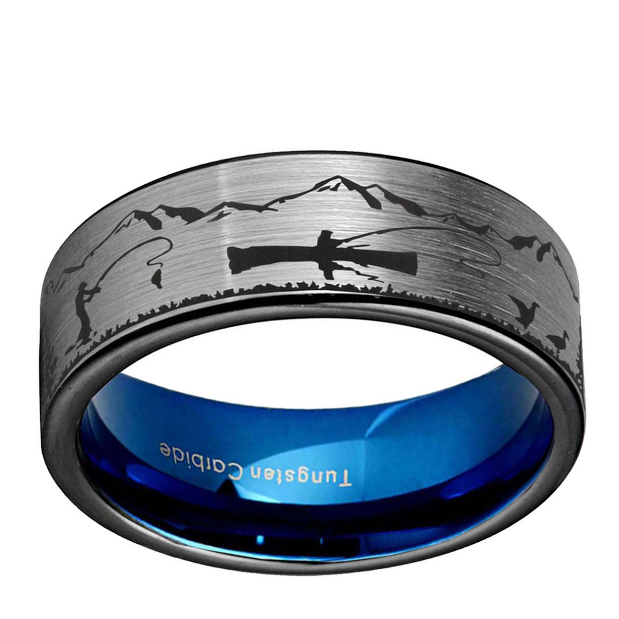 Fly Fishing 8mm Pipe Cut Tungsten Ring Gray Blue