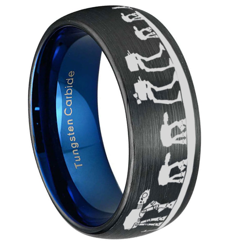 Star Wars Hoth Battle Dome Black / Blue Tungsten Carbide Ring