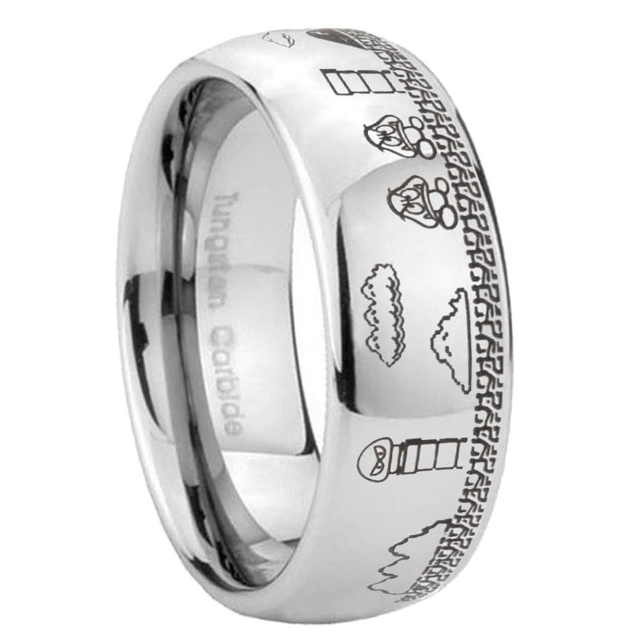Super Mario Bro Dome Engraved Ring Tungsten - Image 3