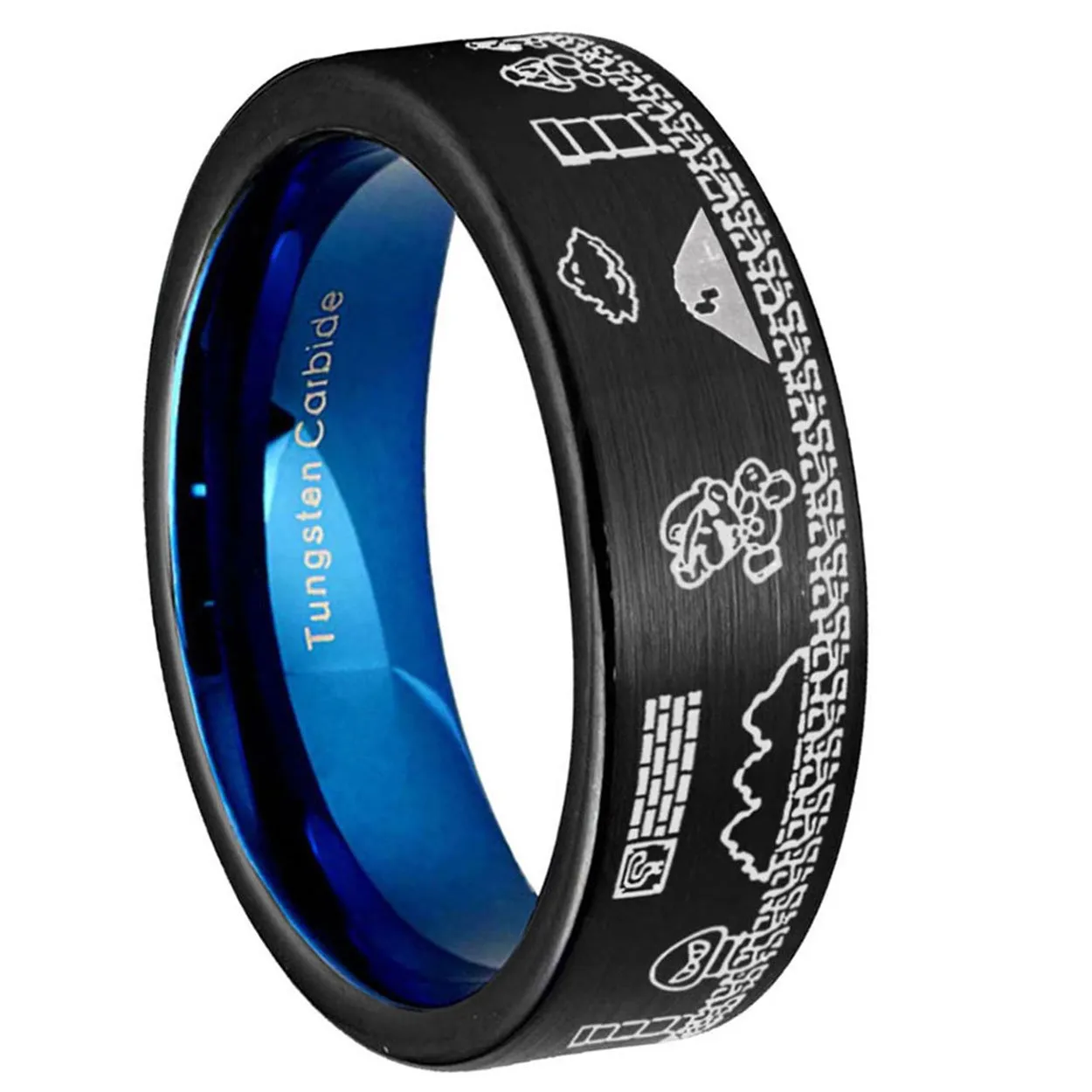 Super Mario Bro Pipe Cut Tungsten Engraved Ring