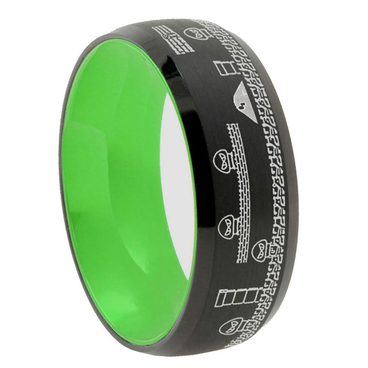 Super Mario Bros Dome Black and Green Tungsten Ring