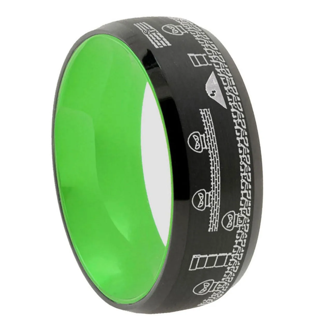 Super Mario Bros Dome Black and Green Tungsten Ring