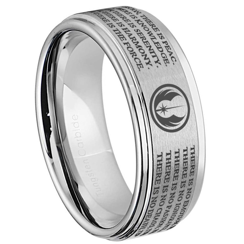 Star Wars Jedi Code Step Edge Gray Tungsten Ring