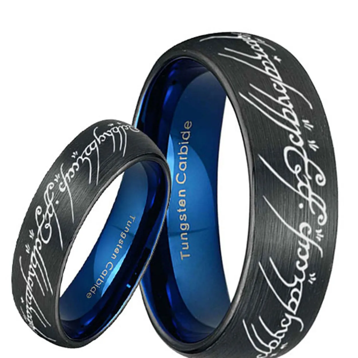 Lord of the Rings Dome Black Tungsten His and Hers Matching Ring Set