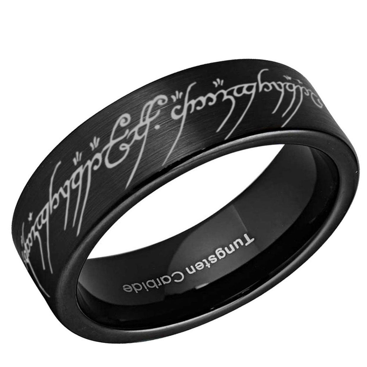 The One Ring Pipe Cut Tungsten Wedding Band Brushed Black