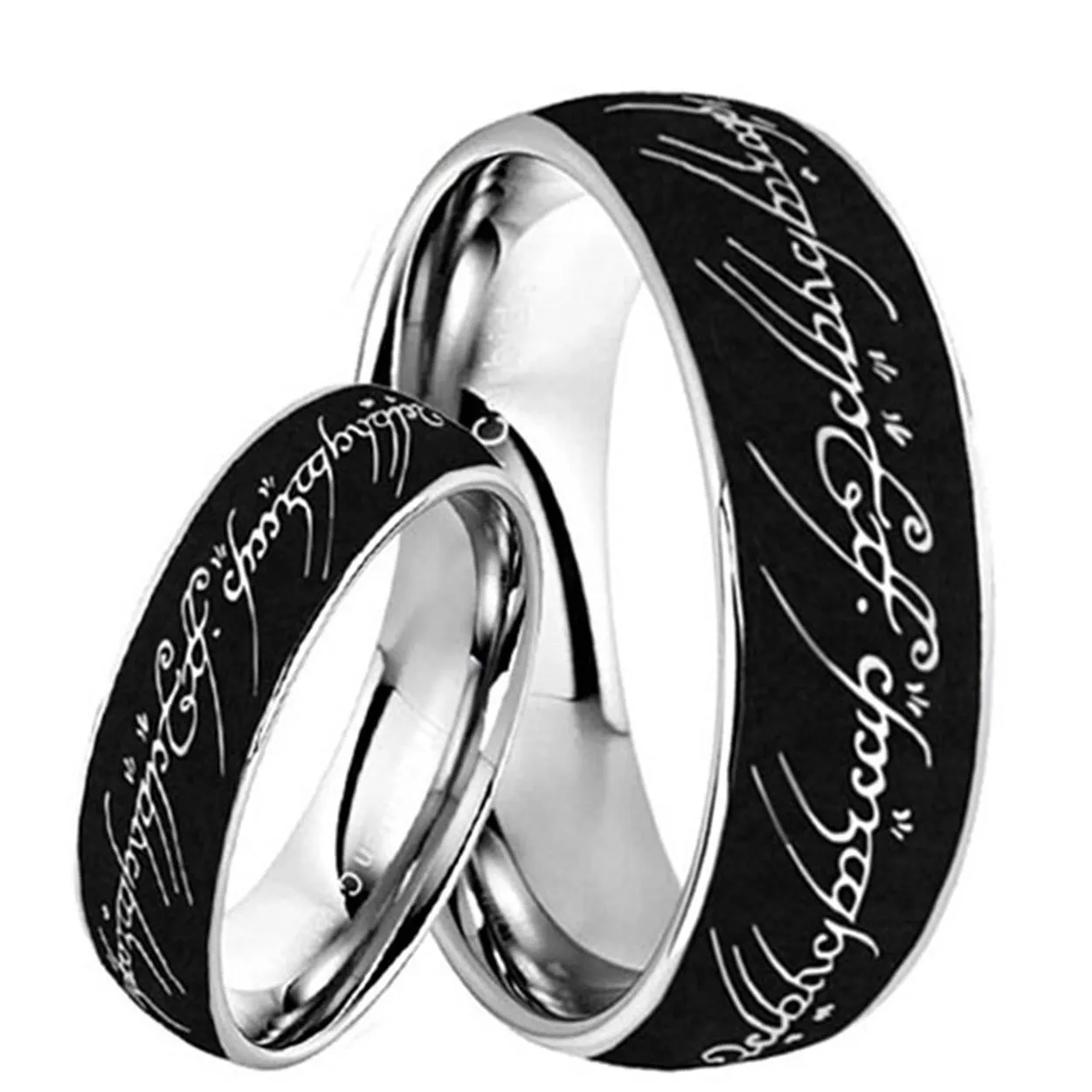 Her & Him Elvish LOTR Ring Dome Gift For Boyfriend Tungsten