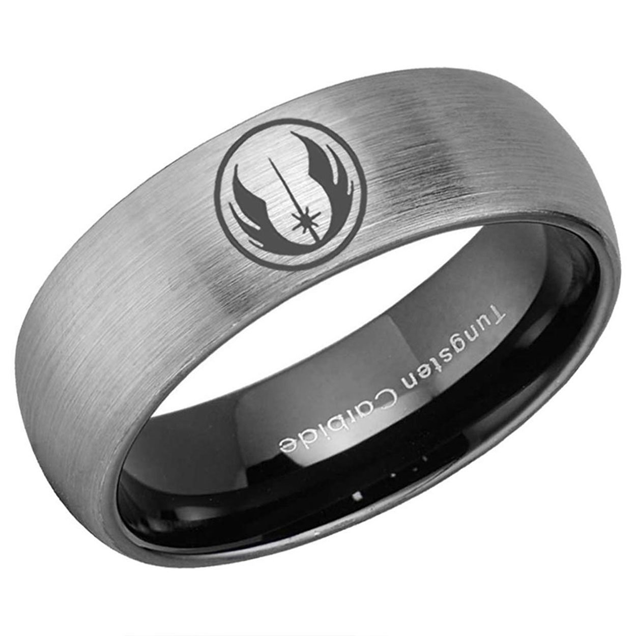 Jedi Order Dome Tungsten Ring Black Gray 8mm
