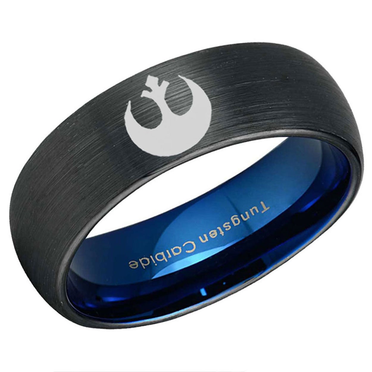 Rebel Alliance Dome Tungsten Ring Blue Black 10mm