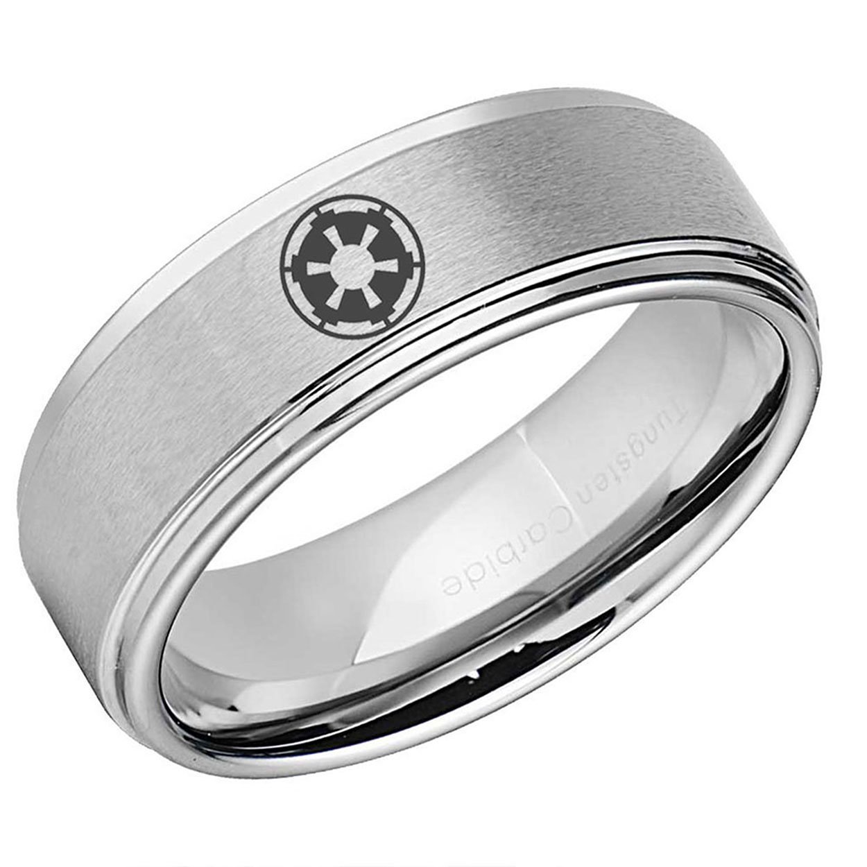 Galactic Empire Step Edge Tungsten Ring Matte Silver 10mm