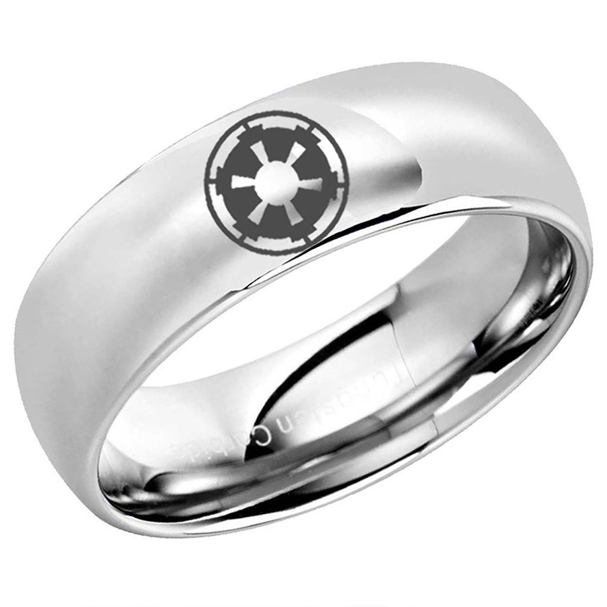 Galactic Empire Dome Tungsten Ring Glossy Silver 5mm