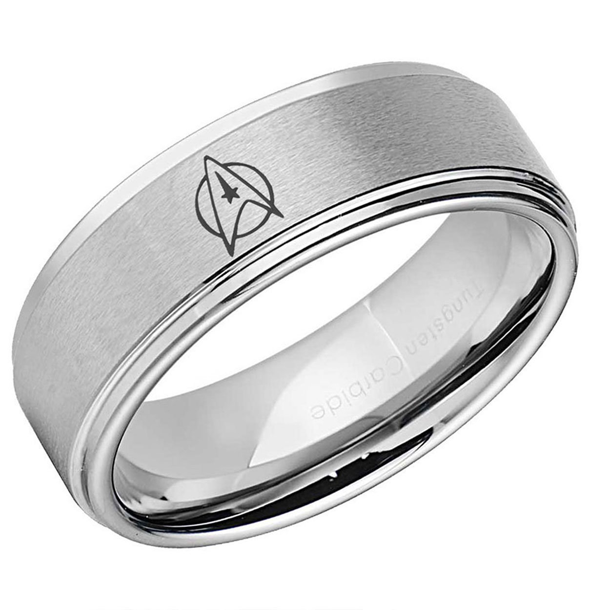 Star Trek Step Edge Tungsten Ring Matte Silver 10mm