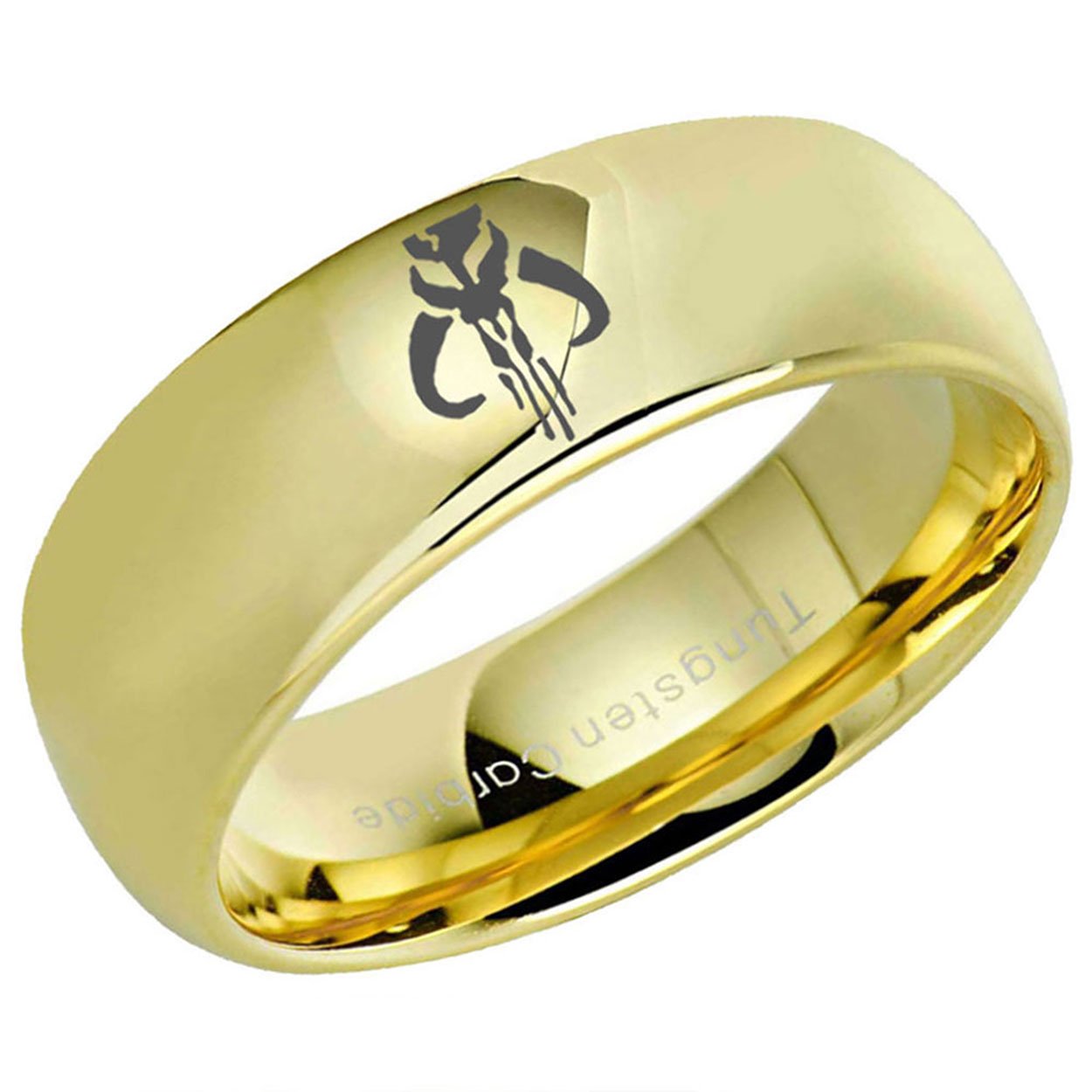 Boba Fett Dome Tungsten Ring Glossy Gold 7mm