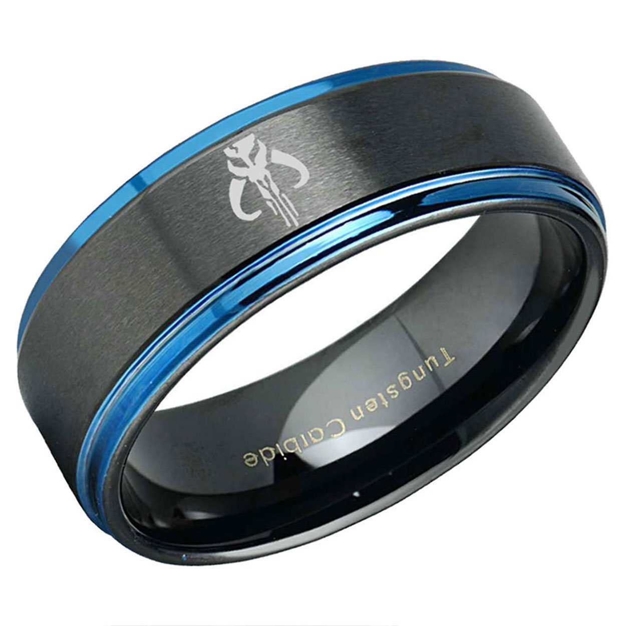 Boba Fett Step Edge Tungsten Ring Black Blue 6mm