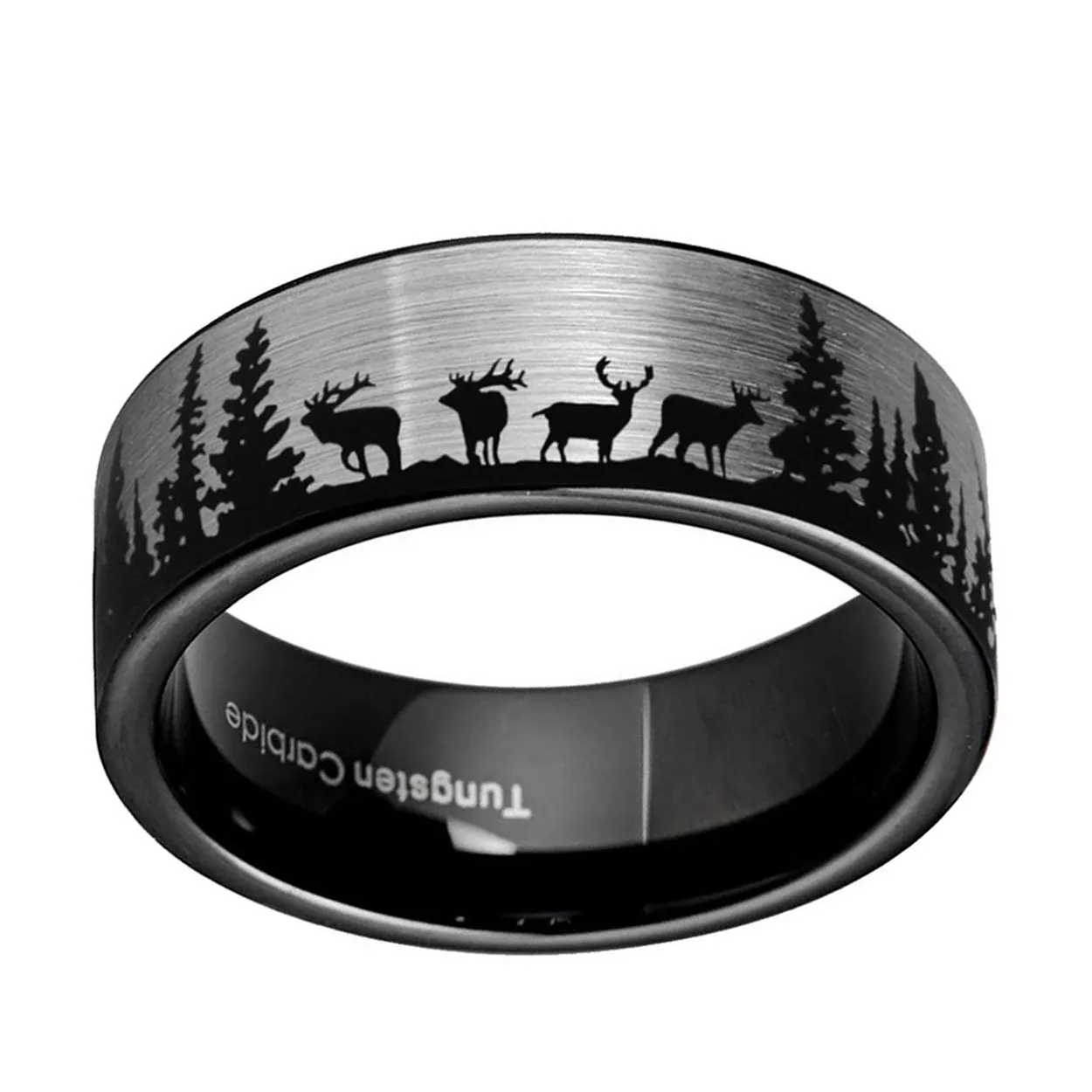 Deer Antler 8mm Pipe Cut Tungsten Ring