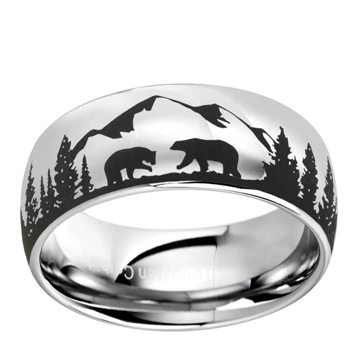 Bears Forest Mountain Classic 8mm Dome Tungsten Ring