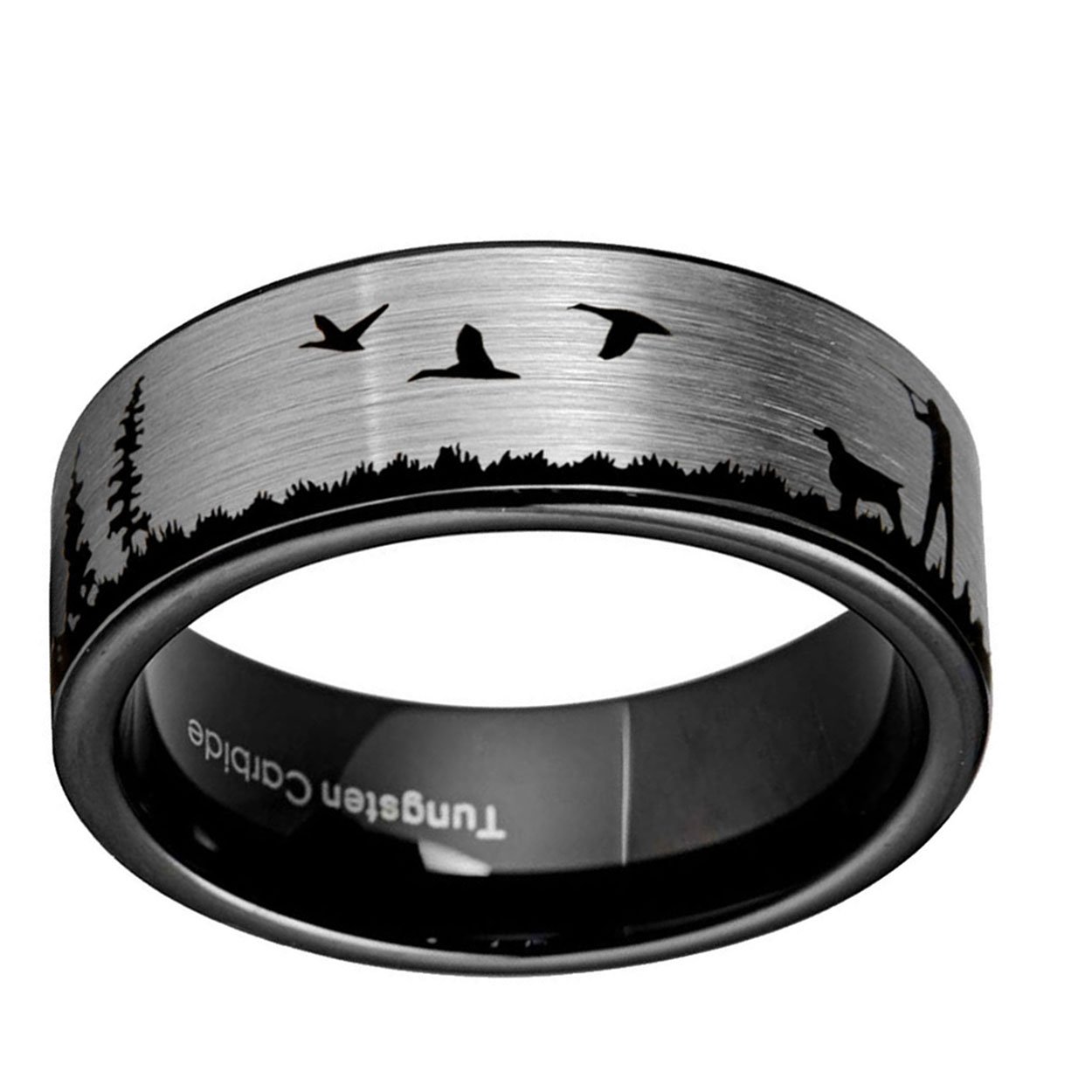 Duck Dog Hunting 8mm Pipe Cut Tungsten Ring
