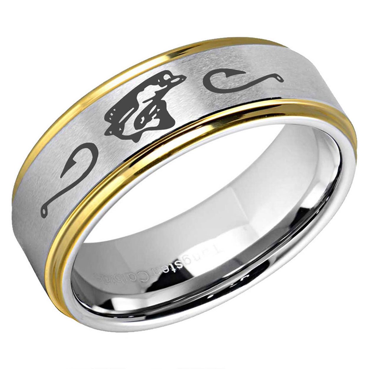 Fishing Hooks Step Edge Tungsten Ring Silver Gold 10mm