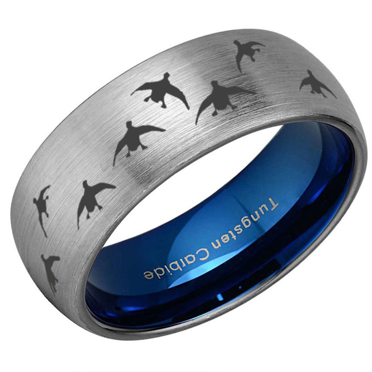 Duck Hunting Dome Tungsten Ring Blue Gray 8mm