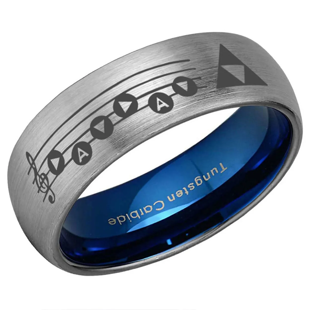 Legend of Zelda Song of Time Dome Tungsten Ring Blue Gray 8mm